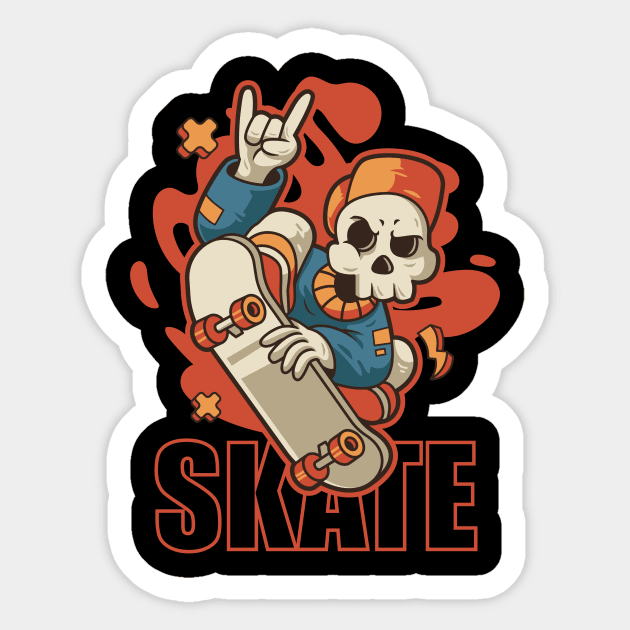 Skull Skate Sticker by yellowline